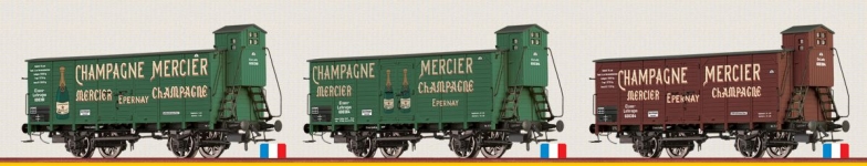 BRAWA 50701 - H0 - 3-tlg. Set Champagne Mercier G10, Elsaß-Lothringen, Ep. I